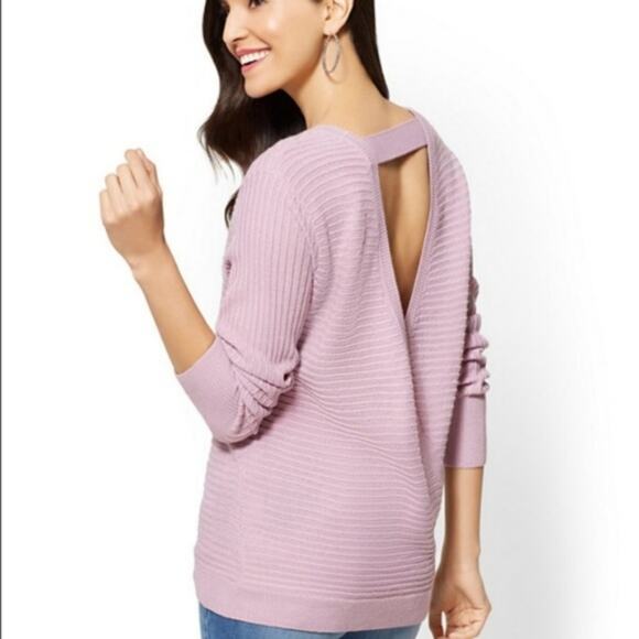 New York & Company Violet Semi Open Back Sweater - Picture 2 of 8